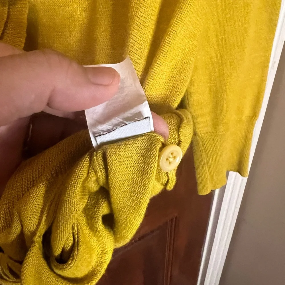 J. Crew Women's Mustard Ruffle Cardigan - Picture 7 of 12